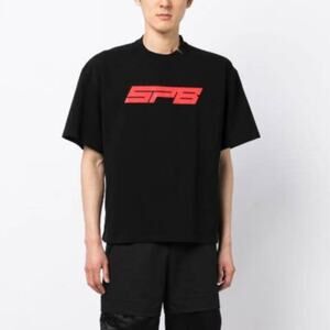 Spencer Badu Black Red Logo-Print Cotton Short Sleeve Tee T-Shirt Large